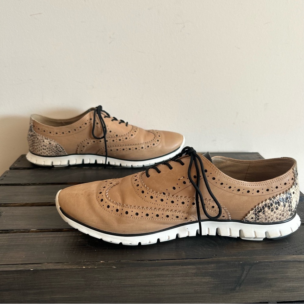 Cole Haan ZeroGrand Women’s Wingtip Oxford Snake Skin Accent Shoes Sz 9.5B - Picture 6 of 7
